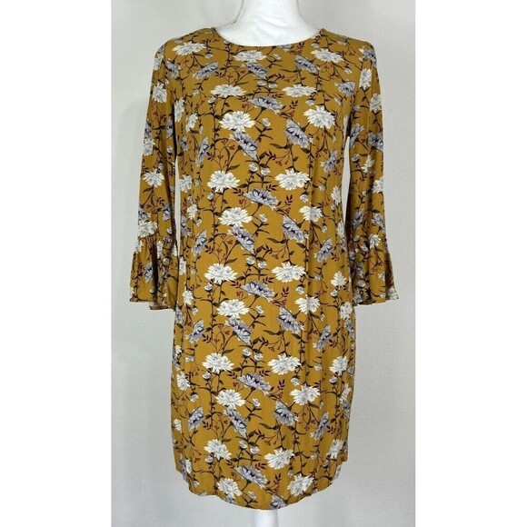 Old Navy Gold Floral Mini Shift Dress Size XS (0/2) - Picture 1 of 12